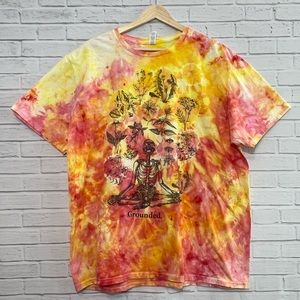 Ooak Ice dyed Tee Grounded Meditation Skeleton XL